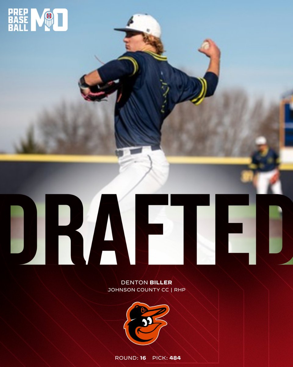 Prep Baseball Missouri (@prepbaseballmo) on Twitter photo The Baltimore Orioles select RHP Denton Biller (Mid-Buchanan, 2023; Johnson County CC) with the 484th pick of the 2025 MLB Draft.
#Birdland // #MLBDraft // <a href="/BillerDenton/">Denton Biller</a>
(Photo by Johnson County CC Athletics) The Baltimore Orioles select RHP Denton Biller (Mid-Buchanan, 2023; Johnson County CC) with the 484th pick of the 2025 MLB Draft.
#Birdland // #MLBDraft // <a href="/BillerDenton/">Denton Biller</a>
(Photo by Johnson County CC Athletics)