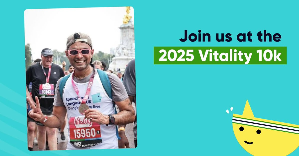 SpeechAndLangUK's tweet image. Take part in an iconic running event in London this year!🏃
Secure your charity place with us at the Vitality London 10K! and raise life-changing funds for the 2 million children facing challenges with talking and understanding words.
>> speechandlanguage.org.uk/events/vitalit…
#London10000