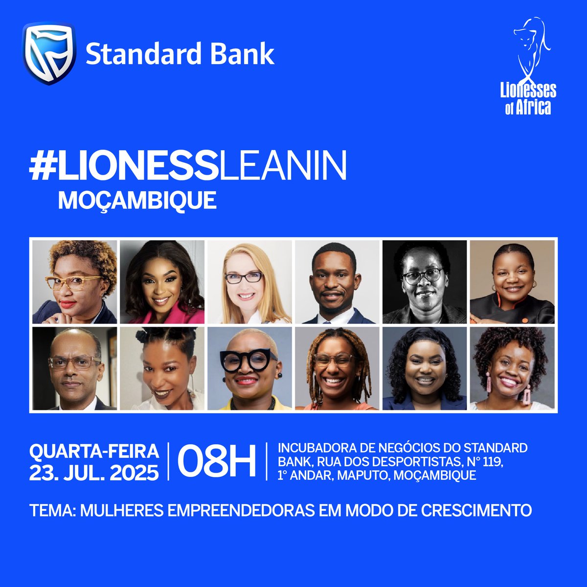 Junta-te a nós no Lioness Lean In Moçambique, um evento presencial inspirador que celebra o talento, a resiliência e o crescimento das mulheres empreendedoras em Moçambique.

Organizado pelo Standard Bank, em parceria com a Lionesses of Africa, este encontro é uma oportunidade
