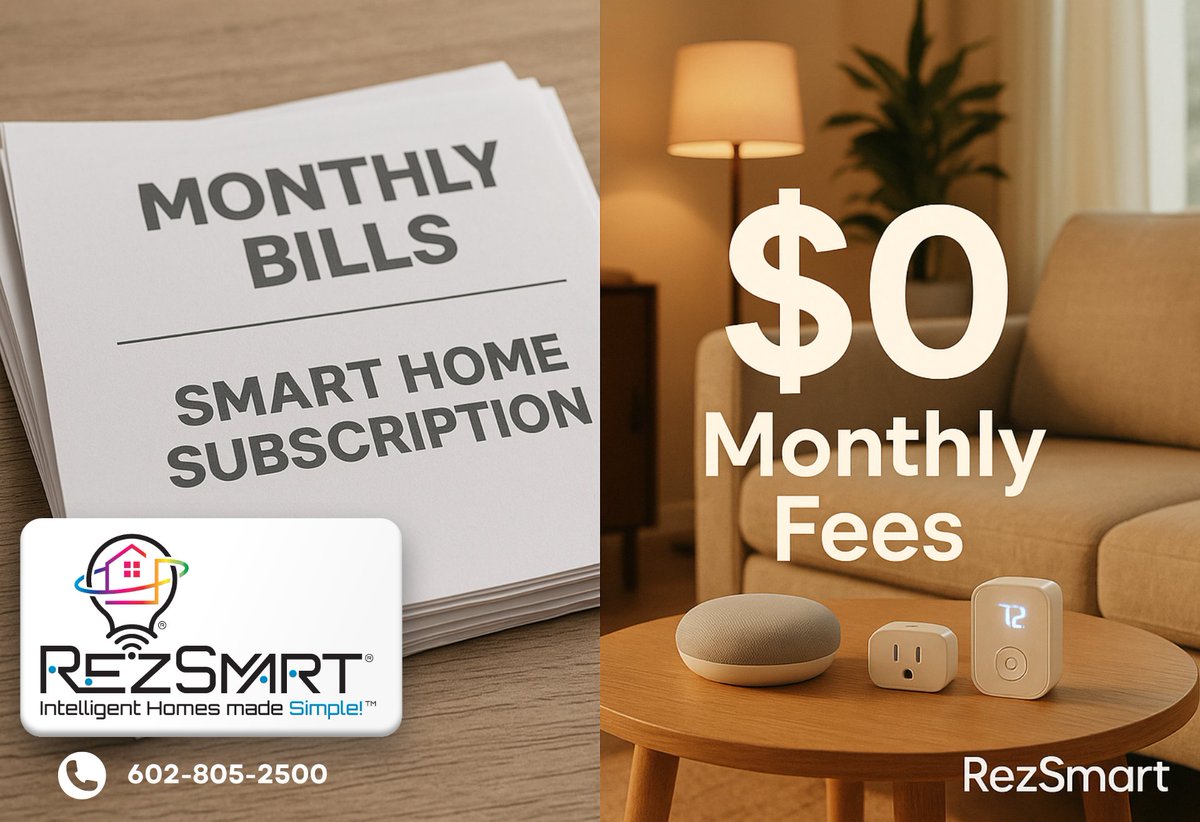 rezsmart's tweet image. Tired of paying monthly fees for your smart home?

At #RezSmart, you pay once—and it&apos;s yours.

✅ No subscriptions
✅ No hidden costs
✅ Full control

Smart living, the freedom-first way.
👉 rezsmart.com

#NoSubscriptions #SmartHomeFreedom #RezSmart