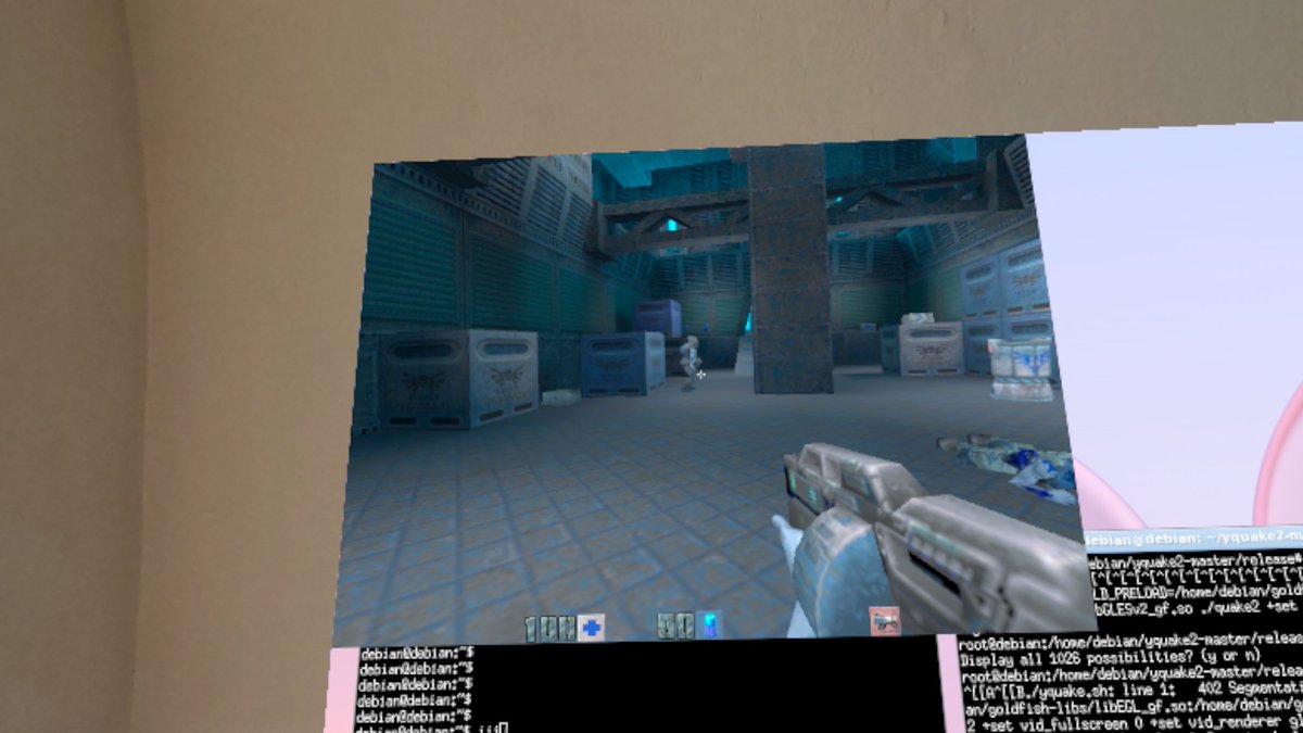 anjin_games's tweet image. Quake2 on #XRLinux on Quest3

I fixed a buffer bug so the screen aspect is stable and works properly. I&apos;ll be making more improvements no that I know it can work. I&apos;ve been lucky, so far no major rendering bugs other than colours.

#GPU #Quake2 #Linux #Quest3 #XR #AR