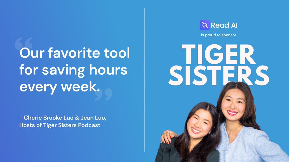 Read AI is the title sponsor of Tiger Sisters season 3. Episodes are devoted to  intel on money, power, and love, and Cherie and Jean's latest obsessions. New episodes every week starting now! Podcast Report via Read AI: lnkd.in/gXw6rDYf
Spotify: open.spotify.com/episode/2GHTcH…