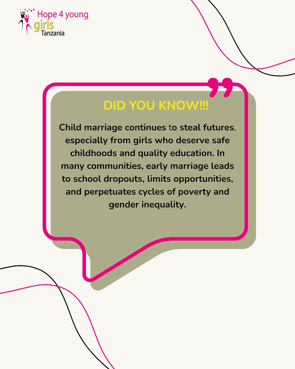Did You Know!!!
Child marriage continues to steal futures, especially from girls who deserve safe childhoods and quality education. In many communities, early marriage leads to school dropouts, limits opportunities and perpetuates cycles of poverty and gender inequality.