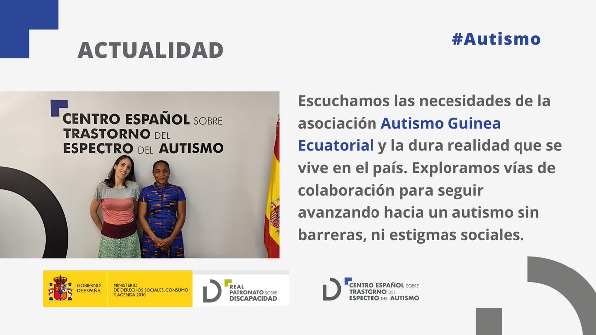 CentroAutismo's tweet image. #Actualidad
📍 Centro Español de Autismo
Nos reunimos con la presidenta de Autismo Guinea Ecuatorial @autismo_ge_ong para compartir conocimientos:
☑️escuchamos las necesidades del colectivo autista en su país
☑️exploramos vías de colaboración
#AutismoSinBarreras