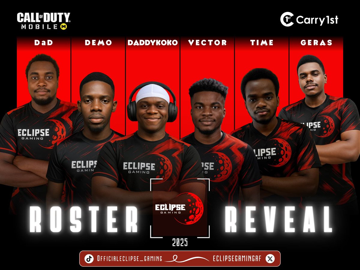 Official Eclipse Gaming Carry1st Roster for 2025

Locked in 🔥 
#carry1st #carry1stafricacup