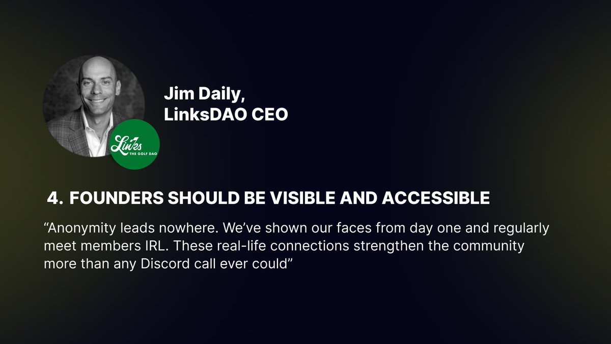 XDAO (@xdaoapp) on Twitter photo How to build a strong DAO: lessons from the founder of LinksDAO 🏌️♂️
At the end of 2021, the <a href="/LinksDAO/">Links Golf Club</a> team launched a DAO with one clear goal — to buy and run a real-world golf club through a decentralized community. In just 48 hours, they sold 9,090 NFTs, raised $11 million, and How to build a strong DAO: lessons from the founder of LinksDAO 🏌️♂️
At the end of 2021, the <a href="/LinksDAO/">Links Golf Club</a> team launched a DAO with one clear goal — to buy and run a real-world golf club through a decentralized community. In just 48 hours, they sold 9,090 NFTs, raised $11 million, and