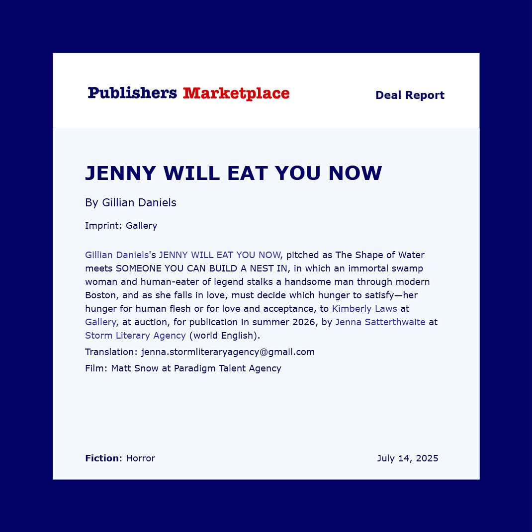 Jenna Satterthwaite (@jennaschmenna) on Twitter photo Ecstatic to share the announcement for this brilliant book that got an offer in record time and went on to sell in a passionate auction, as it should be 🔥🔥🔥 Y’all are not ready for the sheer brilliance.
<a href="/StormLiterary/">StormLiteraryAgency</a> Ecstatic to share the announcement for this brilliant book that got an offer in record time and went on to sell in a passionate auction, as it should be 🔥🔥🔥 Y’all are not ready for the sheer brilliance.
<a href="/StormLiterary/">StormLiteraryAgency</a>