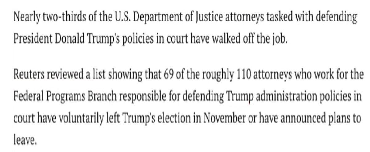 Trump/Bondi are Fuk ups!!! They don't want Attorneys that follow the law. They want them suckling on the orange turds mushroom! Pathetic