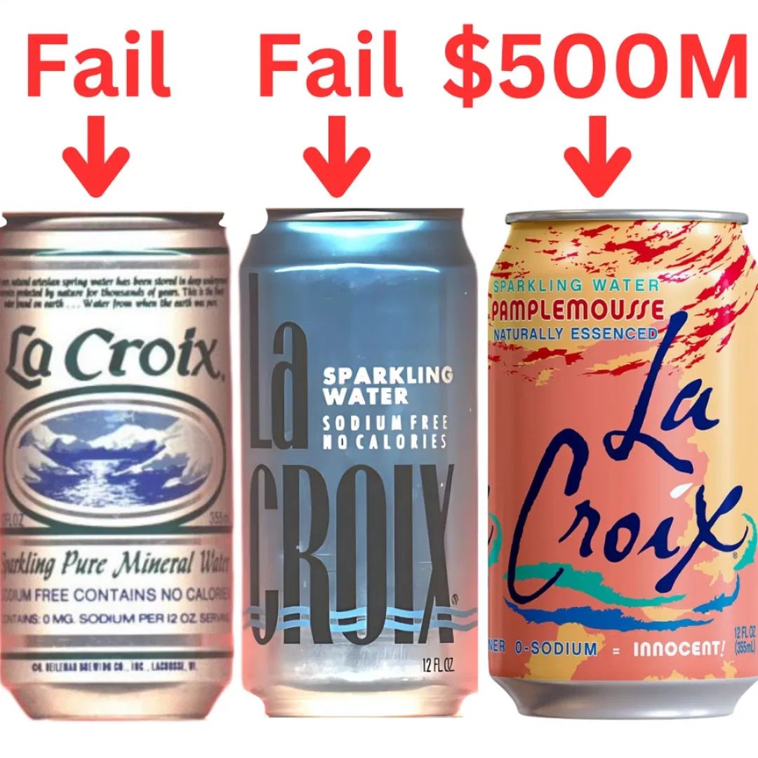Neville Medhora (@nevmed) on Twitter photo La Croix changed its branding and positioning resulting in $500 million in annual sales. They moved away from competing as a WATER brand, and rather positioned itself as a SODA brand.
A lot of companies have since followed this strategy.
Source: <a href="/heyfeifer/">Jason Feifer</a> La Croix changed its branding and positioning resulting in $500 million in annual sales. They moved away from competing as a WATER brand, and rather positioned itself as a SODA brand.
A lot of companies have since followed this strategy.
Source: <a href="/heyfeifer/">Jason Feifer</a>