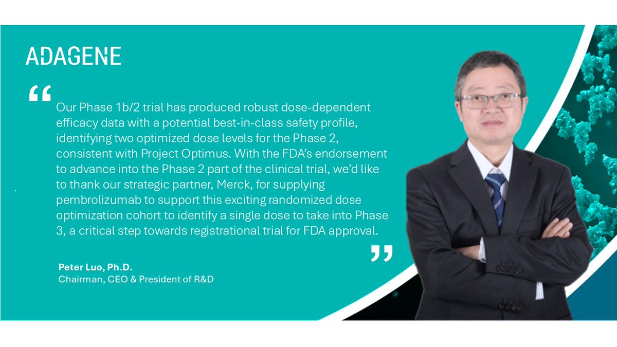 AdageneGlobal's tweet image. Adagene announces positive FDA feedback on its clinical development plan for Muzastotug (ADG126) in MSS colorectal cancer following a productive Type B meeting.
🔗 Read more: investor.adagene.com/news-releases/…