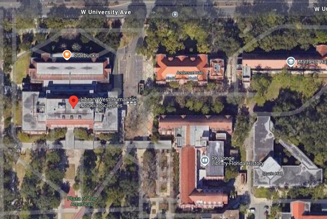 uflib's tweet image. Many people do not realize how large Lib West and Smathers are, so we added a banana for scale.