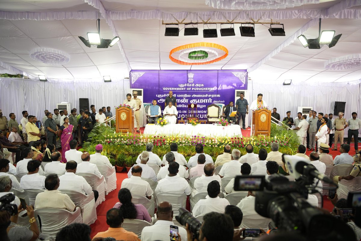 Lt. Gov. Puducherry (@lgov_puducherry) on Twitter photo Administered the #Oath of Office & #Secrecy to A. John Kumar, MLA #swearing-in as #Minister in a simple function at Raj Nvias. Wishing him success in serving the people of the #UT with dedication & integrity.
<a href="/rashtrapatibhvn/">President of India</a> <a href="/narendramodi/">Narendra Modi</a> <a href="/AmitShah/">Amit Shah</a> <a href="/PIB_India/">PIB India</a> <a href="/HMOIndia/">गृहमंत्री कार्यालय, HMO India</a> Administered the #Oath of Office & #Secrecy to A. John Kumar, MLA #swearing-in as #Minister in a simple function at Raj Nvias. Wishing him success in serving the people of the #UT with dedication & integrity.
<a href="/rashtrapatibhvn/">President of India</a> <a href="/narendramodi/">Narendra Modi</a> <a href="/AmitShah/">Amit Shah</a> <a href="/PIB_India/">PIB India</a> <a href="/HMOIndia/">गृहमंत्री कार्यालय, HMO India</a>