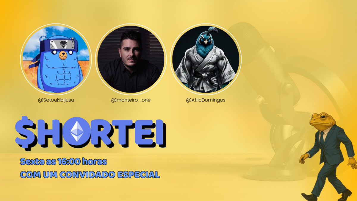 shorteioficial's tweet image. Shortados nesta sexta
Essa semana tem convidado insano no nosso Space: o brabo @monteiro_one vai colar pra um papo reto sobre cripto, alta do BTC e muito mais...
Se prepara que vai rolar alpha de respeito