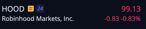 SteveUrkelDude's tweet photo. They really don't want to let $HOOD hang out over $100 huh.. dunno how much longer they can hold it down tho. https://t.co/0Y8ZUNv38c