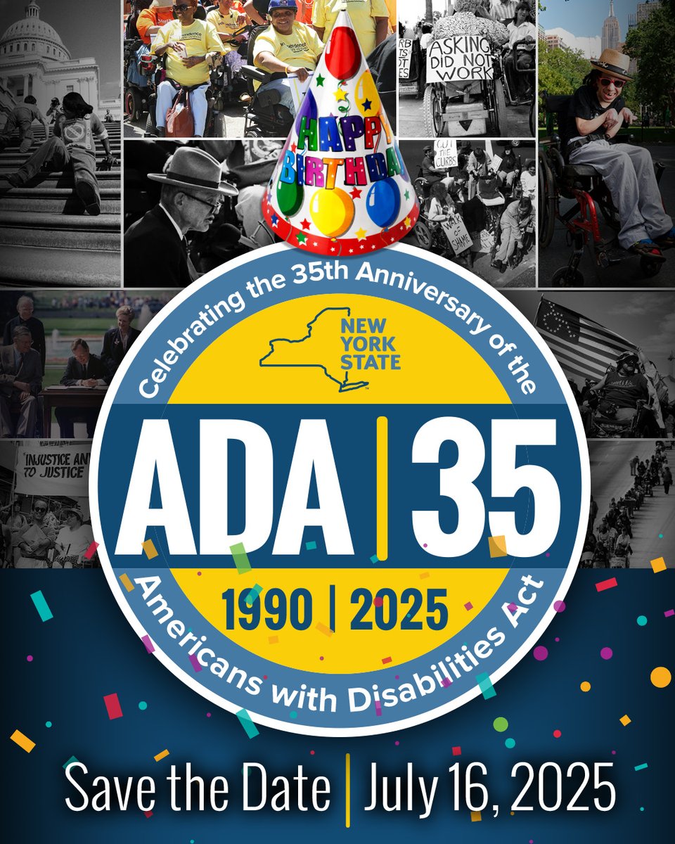 NYS_OGS's tweet image. 🎉 Celebrate 35 years of the ADA with us!
📅 Wed, July 16 | 11:30 AM
📍 Empire State Plaza
Enjoy live music, browse handmade goods, and listen to self-advocates & leaders.
Proudly presented by @NYSOPWDD, The Office of the Chief Disability Officer, and statewide partners.