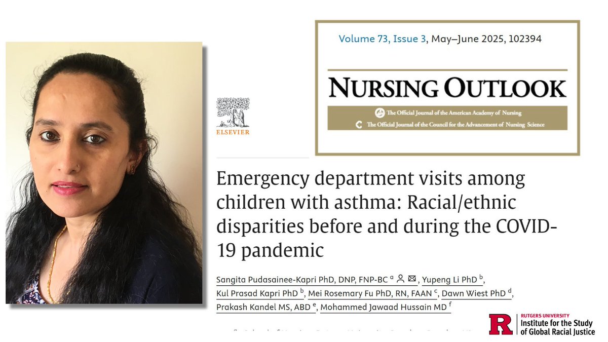 Congratulations to Asst. Prof. of Nursing at <a href="/Rutgers_Camden/">Rutgers–Camden</a> &amp; ISGRJ Early Career Faculty Fellow, Sangita Pudasainee-Kapri, on the publication of her paper: Emergency Department Visits Among Children with Asthma: Racial/Ethnic Disparities before and during the COVID-19 Pandemic.