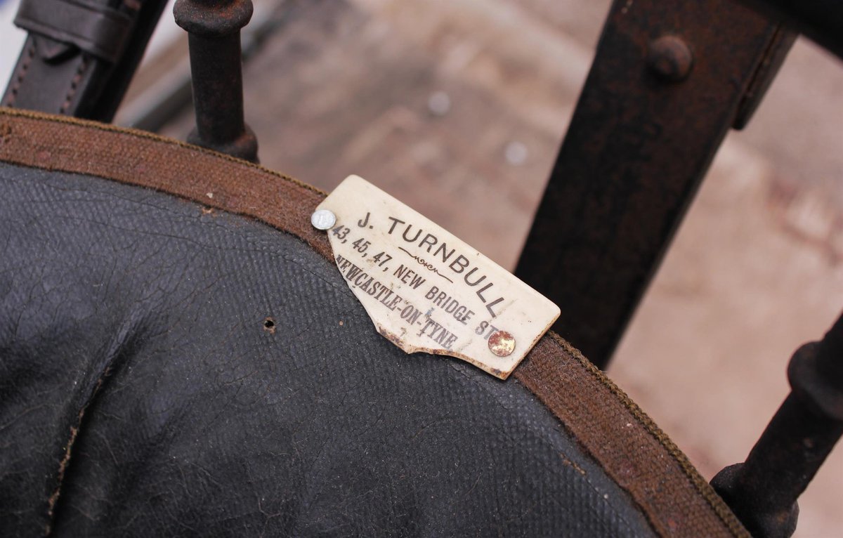 robertneuk's tweet image. A rare survivor coming to auction: an Edwardian pram, with a rising hood & twin wood handles, bearing a label, "J Turnbull 43 45 47 New Bridge Street, Newcastle on Tyne".
A perambulator warehouse at that address is listed in contemporary trade directories.
Images: Ewbank's