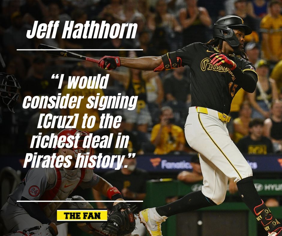93.7 The Fan (@937thefan) on Twitter photo .<a href="/jhathhorn/">Jeff Hathhorn</a> said on the <a href="/FanMorningShow/">The Fan Morning Show</a> that CF Oneil Cruz has talent that you can't easily trade for or find in free agency. Lock him in while you have him, he says.
LISTEN: 937thefan.com / <a href="/Audacy/">Audacy</a> app
WATCH: youtube.com > 93.7 The Fan .<a href="/jhathhorn/">Jeff Hathhorn</a> said on the <a href="/FanMorningShow/">The Fan Morning Show</a> that CF Oneil Cruz has talent that you can't easily trade for or find in free agency. Lock him in while you have him, he says.
LISTEN: 937thefan.com / <a href="/Audacy/">Audacy</a> app
WATCH: youtube.com > 93.7 The Fan