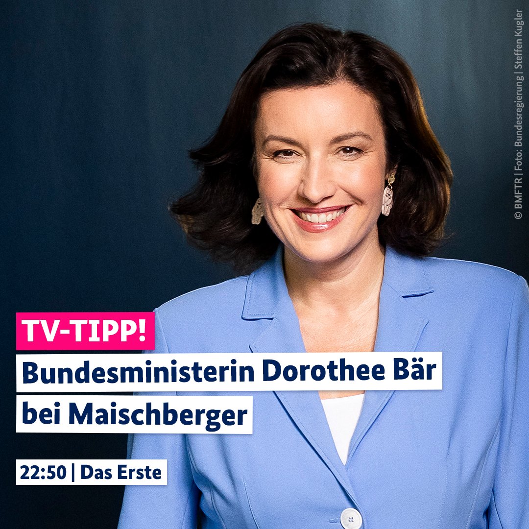 bmftr_bund's tweet image. Mit der #Hightech_Agenda_Deutschland schalten wir den Turbo! Bei @Maischberger hat BM @DoroBaer eine klare Antwort auf die Frage, ob 🇩🇪 Innovation kann und die lautet: Ganz klar JA!
Heute, 22:50 im Ersten!