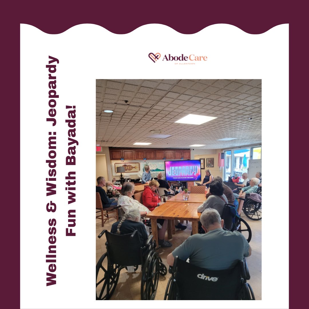Abodeallentown's tweet image. Big thanks to Megan and our amazing partners at Bayada for bringing the fun today with a health &amp;amp; wellness-themed game of Jeopardy! Our residents had a blast staying sharp and smiling all afternoon!

#SeniorWellness #HealthAndFun #JeopardyDay #ThankYouBayada #EngagedLiving