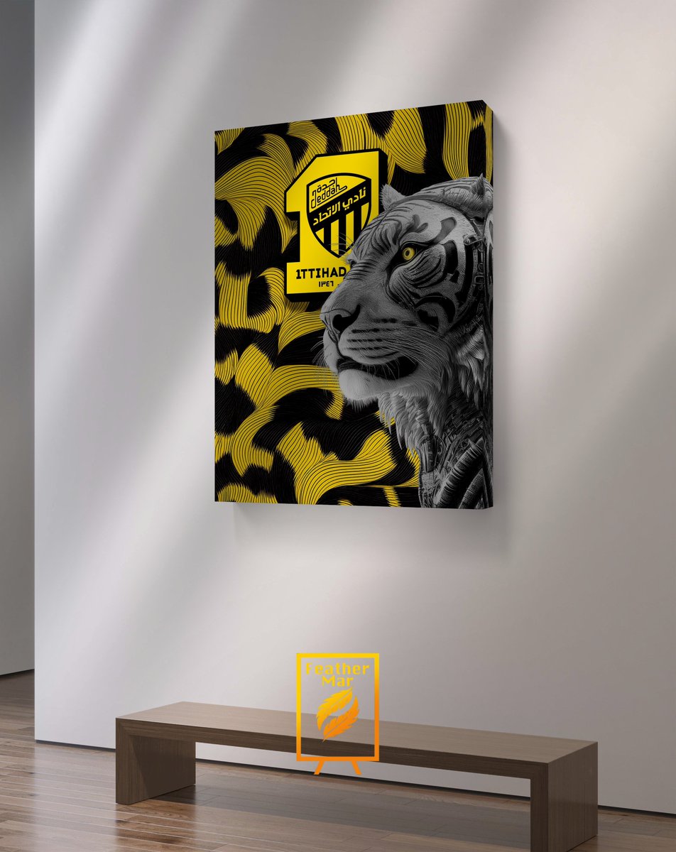 FeatherMar1's tweet image. تصميم حصري وجديد خاص لجمهور الذهب حولناه إلى لوحة فنية اتحادية 🐆