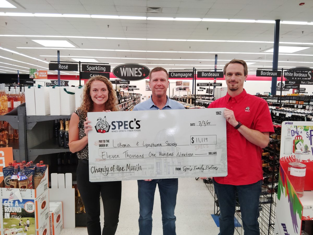Spec's (@specs1962) on Twitter photo A big thank you to everyone who helped us raise $11,119 for <a href="/LLSusa/">The Leukemia & Lymphoma Society</a>!š Your generosity will help fund critical research and provide support to blood cancer patients and their families.
To learn more or donate, visit lls.org A big thank you to everyone who helped us raise $11,119 for <a href="/LLSusa/">The Leukemia & Lymphoma Society</a>!š Your generosity will help fund critical research and provide support to blood cancer patients and their families.
To learn more or donate, visit lls.org