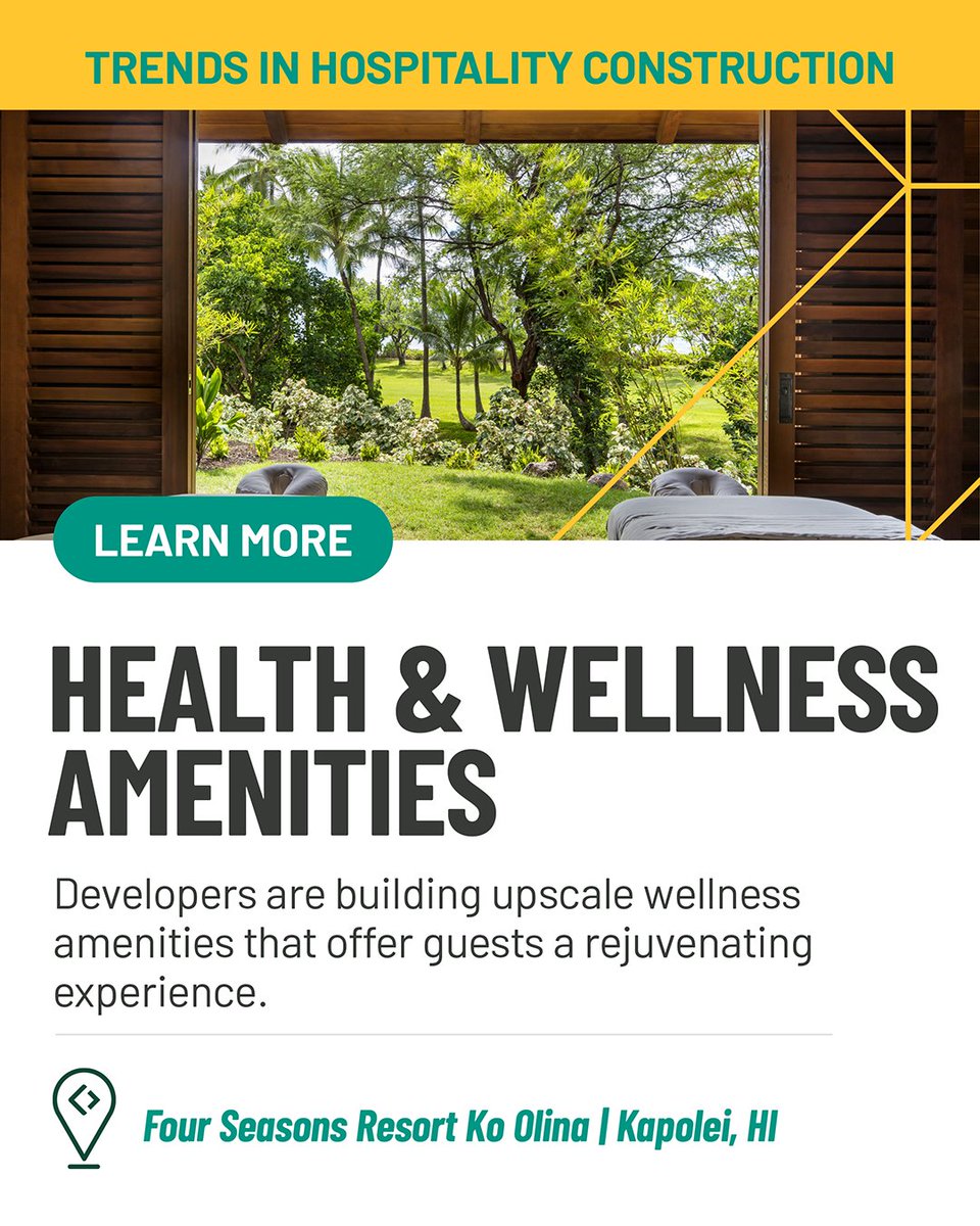 PCLConstruction's tweet image. Wellness is no longer a bonus; it’s expected. 🧘‍♀️

PCL partners with developers to create spaces that restore, recharge and reconnect. Think saunas, rooftop gyms and spa suites—built with intention.

👉 bit.ly/44CbC2L

#WellnessTravel #HotelDesign #FutureOfHospitality