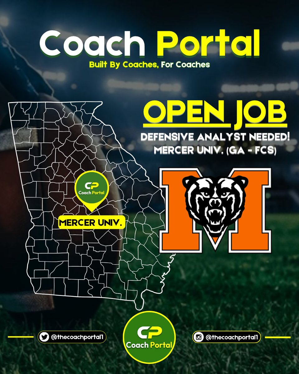 🟠🏈Mercer Univ. (GA - FCS) is looking for a Defensive Analyst. Includes a small stipend &amp; limited meal plan. No housing, but affordable housing is available. Will assist with film breakdown, run the scout teams, and help with drills.

📧If interested, email resume to DC,
