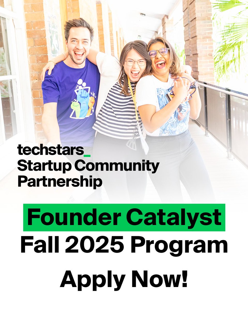 Techstars's tweet image. 📣 We're looking for exceptional founders with deep problem insight, strong execution, resilience, and team-building skills to apply to the Startup Community Partnership Founder Catalyst.
📆 September 24 - November 28, 2025
💻 Virtual
This 10-week experience connects…
