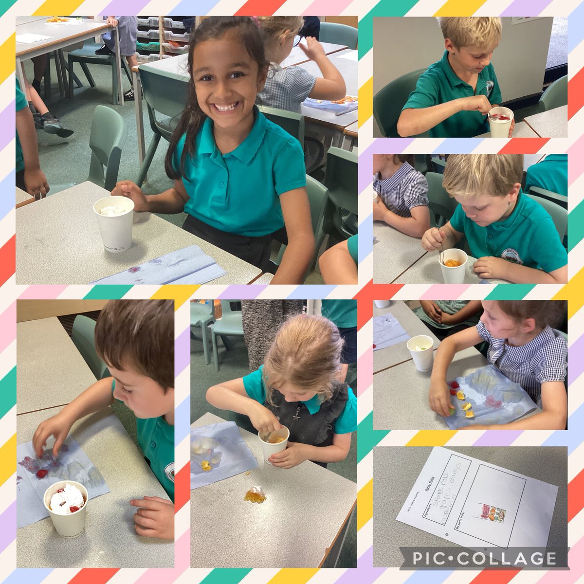 Today Year 1 has chosen their ingredients, chopped and peeled fruit and made some delicious party trifles.