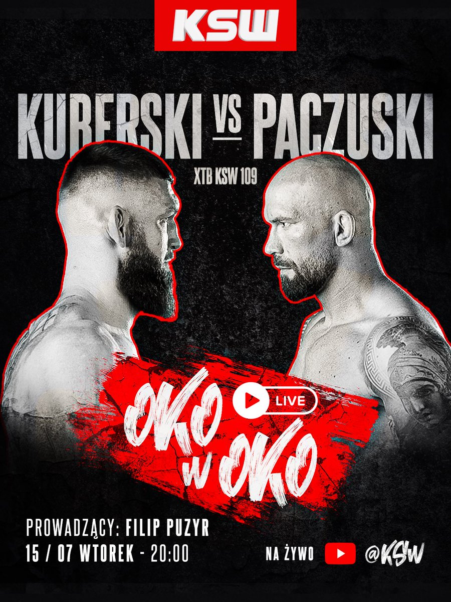 Przed nami druga część i bohaterowie walki mistrzowskiej gali XTB #KSW109! 

Piotr Kuberski i Radek Paczuski już #OkoWOko. Oglądajcie na naszym kanale.