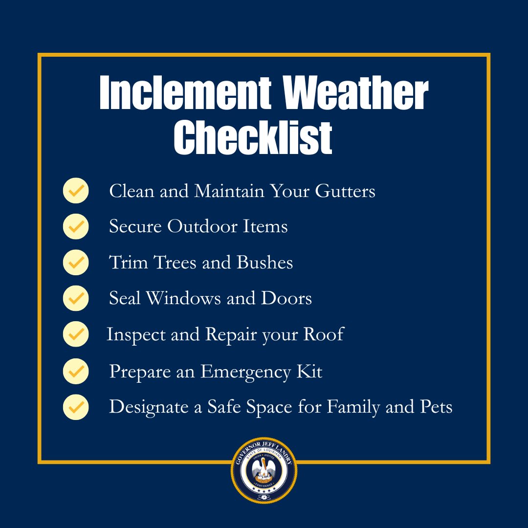 With inclement weather expected the remainder of the week, here are a few things to check before the severe weather arrives.