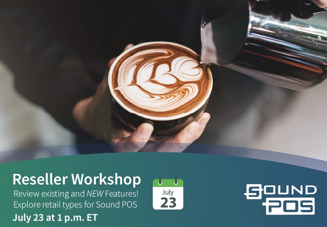 Resellers - join us July 23! Get registered: zurl.co/Msz5R We'll cover the different types of retail establishments, review both existing and newly added features of Sound POS, and explore how you can effectively showcase these capabilities to your customers.