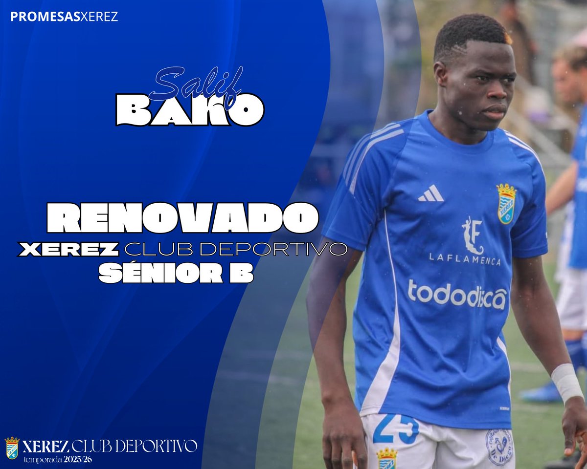 XerezCantera's tweet image. ๐ข ๐ข๐๐๐๐๐๐ | Bako formarรก parte del #XerezB en la 25/26
โฝ๏ธ El extremo renueva su compromiso con el filial azulino
#PromesasXerez