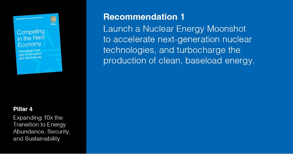 CompeteNow's tweet image. To meet rising energy demands affordably and reliably, the USA needs secure baseload power. It is time for a Nuclear Energy Moonshot. From @CompeteNow’s Competing in the Next Economy: compete.org/pillar-4-expan…