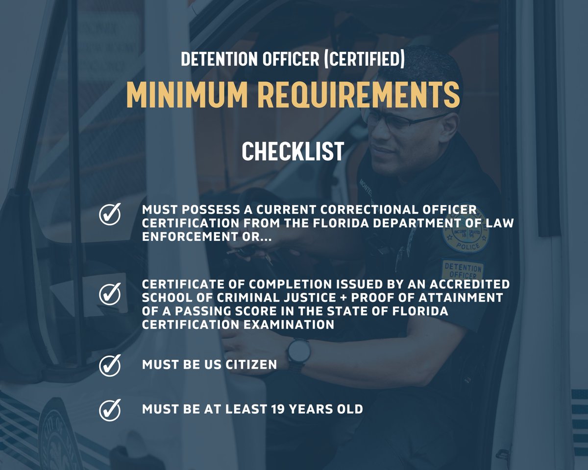 MiamiPD's tweet image. CLOSING TODAY AT 5PM!
We are hiring for Detention Officers (Certified).
This role involves supervising detainees, processing bookings and releases, and maintaining safety and order within our detention facility.
Apply here: governmentjobs.com/careers/miamif…