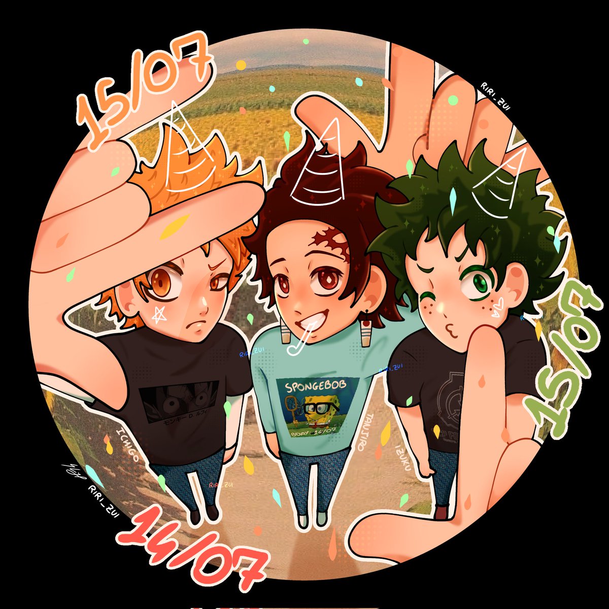 — art trade with the 🐐 <a href="/MangakaSelim/">Selim🇹🇷</a> ⋆.˚⟡ ࣪ ˖

TRIPLE BIRTHDAY BOYS 🍓🎴🥦

#鬼滅の刃 #IchigoWeek2025 #tanjiro #Izukumidoriya #deku #ma #bleach