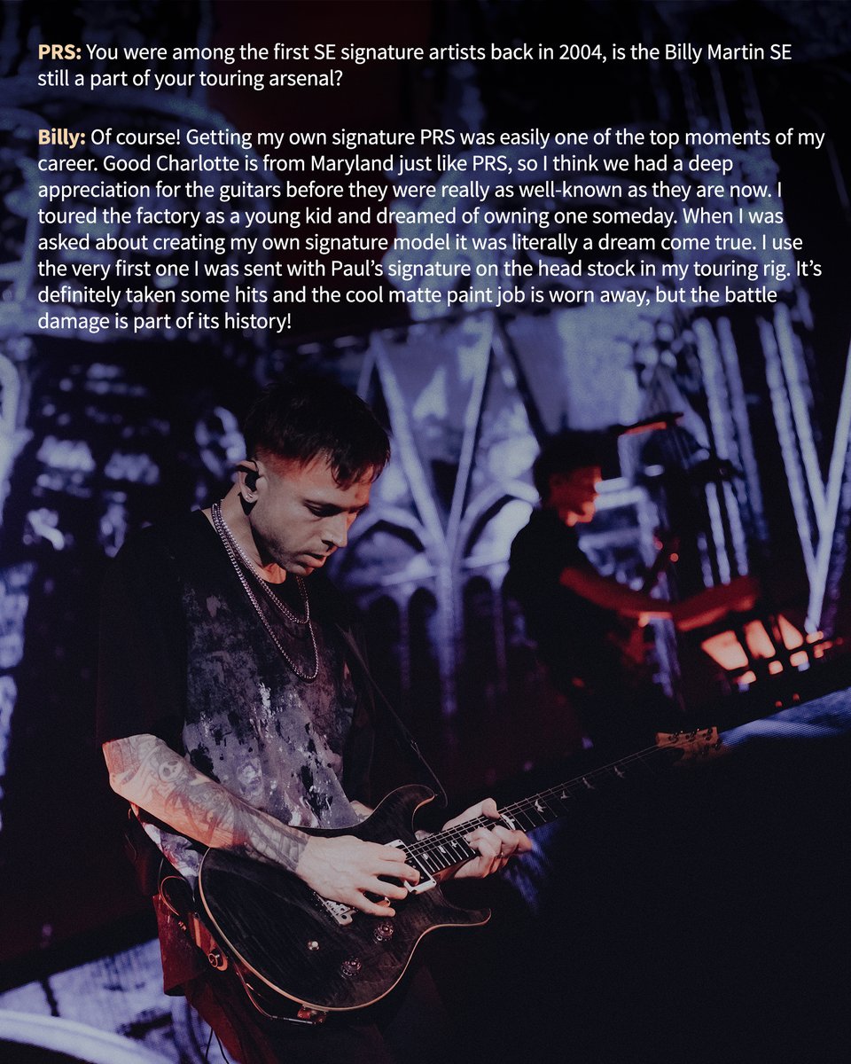 prsguitars's tweet image. Meet our July Featured Artist, a Maryland-native and early endorser of PRS, Billy Martin! One of our original SE Signature Artists, Billy and the rest of Good Charlotte have returned from hiatus with their 8th studio album on the way. Learn more about Billy in our Q&A on the blog…