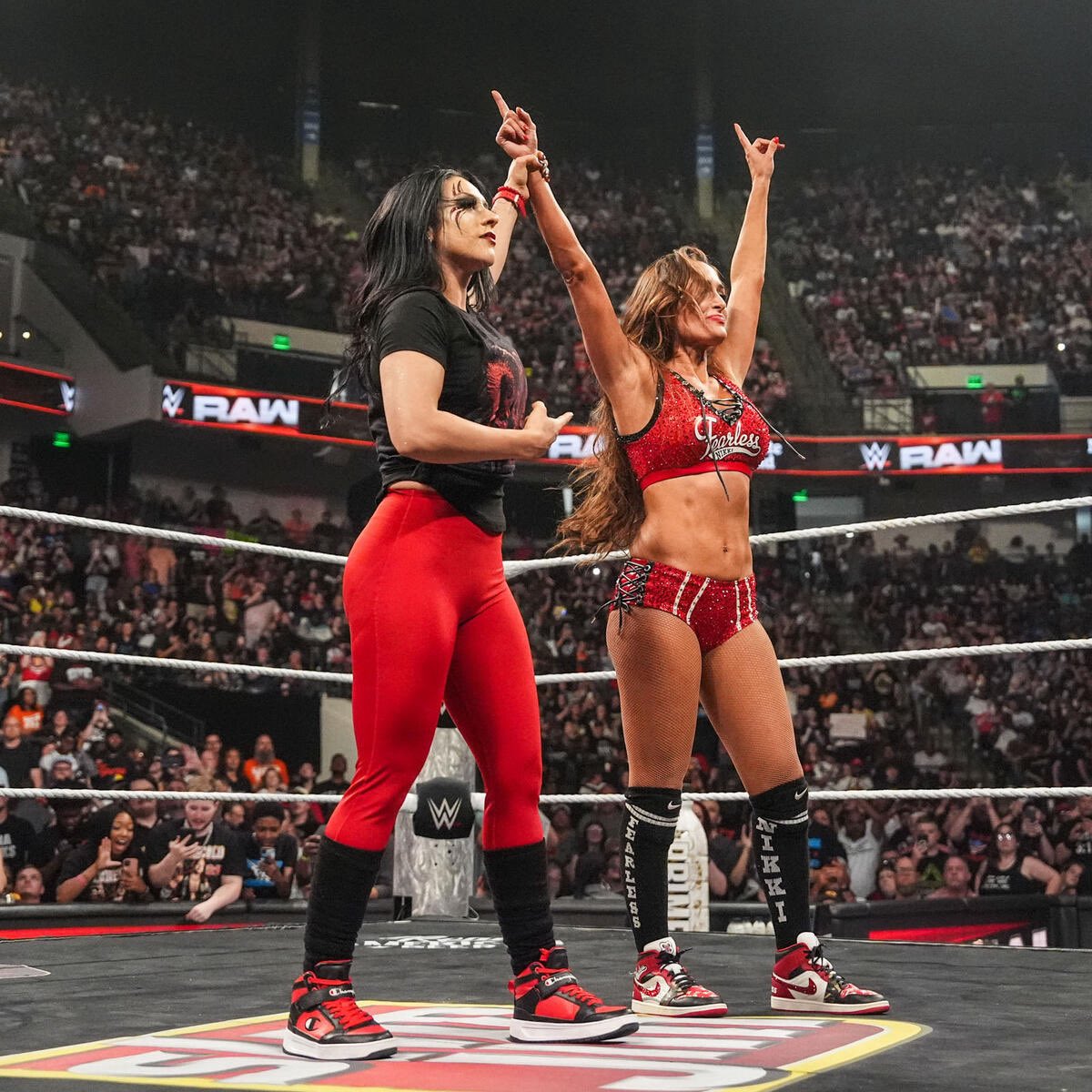 LacedUpHerNikes's tweet photo. I beat you on my first singles match in seven years. Not only did I survive that beat down from your little service squad last night, I gained a real one in Stephanie Vaquer.  #WWERaw https://t.co/tjaK58U4gq
