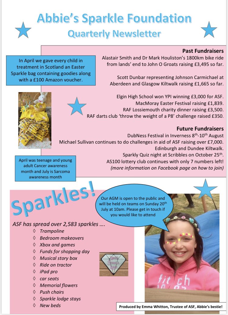 Abbie’s Sparkle Foundation latest Newsletter 🤩 
Thanks to Emma for always doing a great job and for choosing lovely photos of Abbie ✨💖
#bestie
#sparkleforabbie 💖