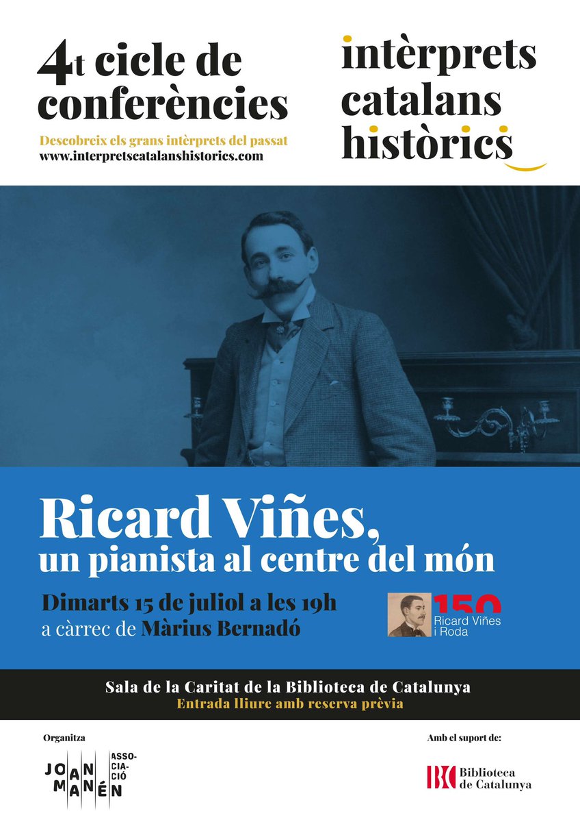 El pianista lleidatà Ricard Viñes va triomfar a París i va ser admirat per Ravel o Debussy. El seu diari —en procés d’edició— és un reflex de la intel·lectualitat d’inicis del segle XX: Satie, Picasso, Cocteau… Interessant xerrada avui a la <a href="/BiblioCatalunya/">Biblioteca de Catalunya</a> gràcies a <a href="/JoanManen/">Associació JoanManén</a>.