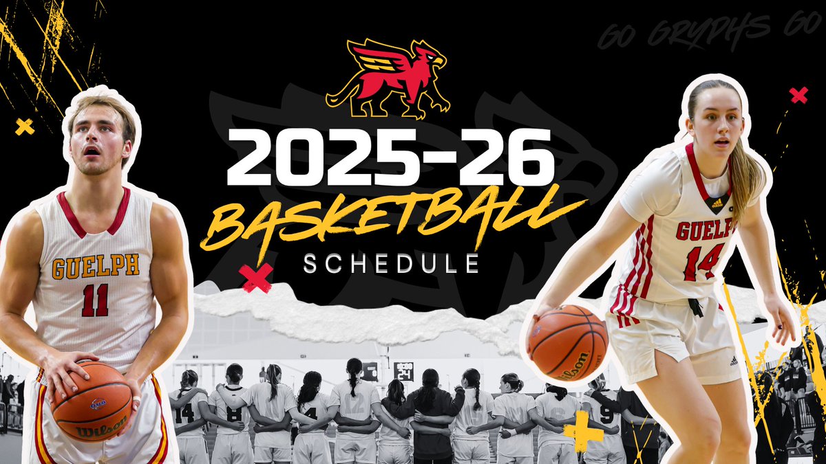 guelph_gryphons's tweet image. The 2025-26 schedules have arrived for the @uofg men's &amp;amp; women's varsity basketball teams! 🏀 📆 

22-game reg season schedule will officially begin on home court (Friday, Oct. 24) against the reigning OUA champion, Ottawa Gee-Gees! 😤 

📰 uoguel.ph/0k2nk

#GryphonPride