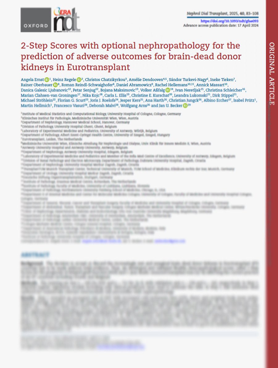 Society of Black Pathology (@sbpathology) on Twitter photo 🚨NOW READING🚨
“2-Step Scores with optional nephropathology for the prediction of adverse outcomes for brain-dead donor kidneys in Eurotransplant” an article co-written by <a href="/theglasspusher/">Carla Ellis MD, MS</a>.
Full text link ➡️ tinyurl.com/2stepscores25
#kidney #transplant #pathology 🚨NOW READING🚨
“2-Step Scores with optional nephropathology for the prediction of adverse outcomes for brain-dead donor kidneys in Eurotransplant” an article co-written by <a href="/theglasspusher/">Carla Ellis MD, MS</a>.
Full text link ➡️ tinyurl.com/2stepscores25
#kidney #transplant #pathology