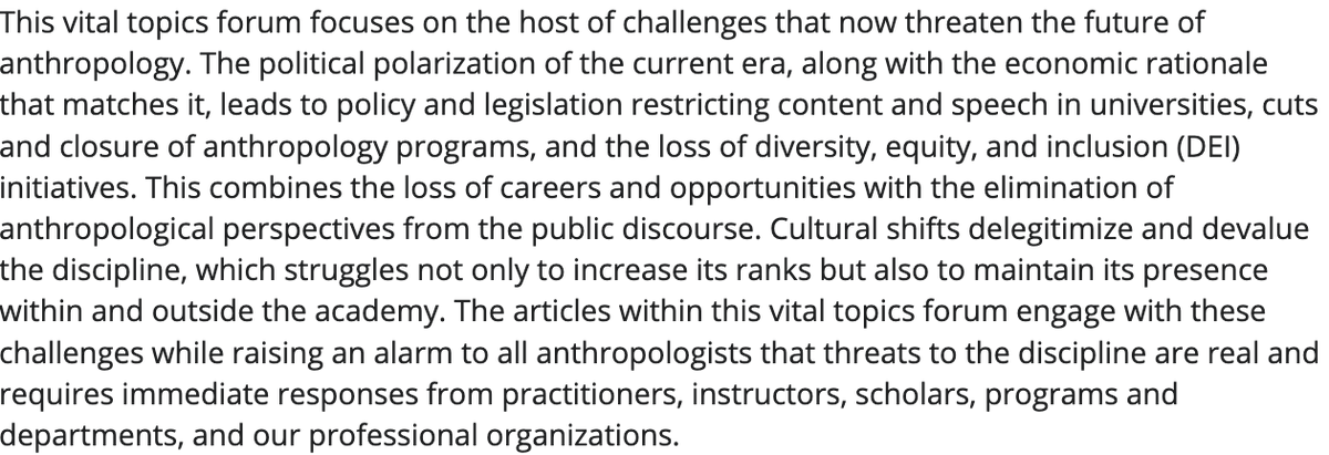 AmAnthroJournal's tweet image. In case you missed it, check out our Vital Topics Forum &quot;Ethnographies of a Dying Discipline: Anthropology in the 21st Century&quot; #Anthropology

anthrosource.onlinelibrary.wiley.com/doi/toc/10.111…