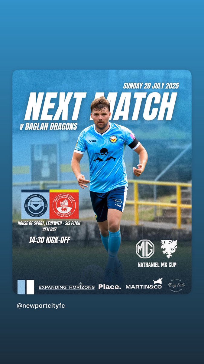 This Sunday - Nathanial MG Cup 1st round 🏆

Our season begins as we host <a href="/BaglanDragons/">Baglan Dragons</a> for a 2:30pm ko at <a href="/HouseofSportCDF/">Cardiff City House of Sport</a> SIS pitch.

With no other football fixtures available make sure to head down and get your football fix.

Only £4 entry, and you can now book tickets on our