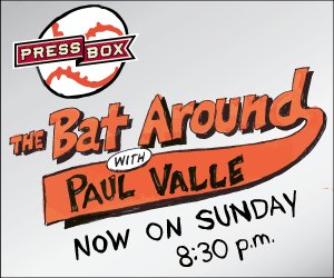 PressBoxOnline's tweet image. The Bat Around with @PaulValleIII is off this week. Catch up on past shows at PressBoxOnline.com/thebataround