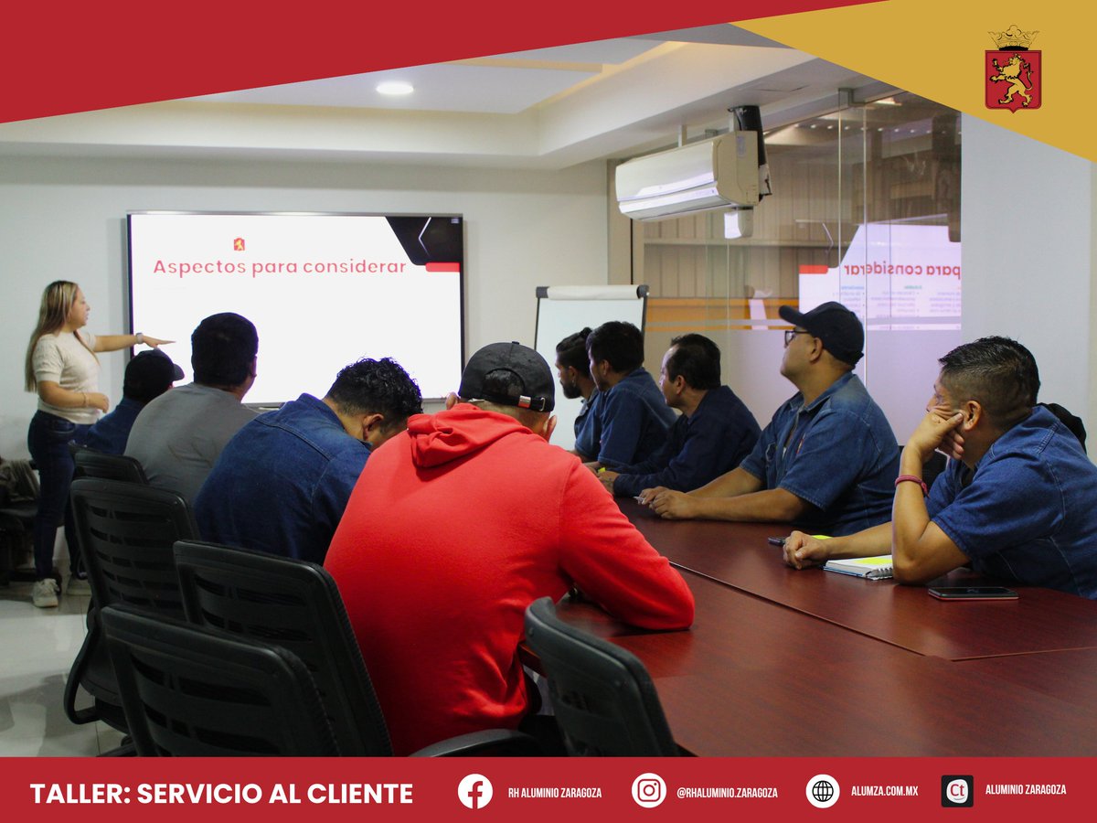 RHAluminioZA's tweet photo. ¡Así se vive el crecimiento en Aluminios Zaragoza! 💪✨
El pasado sábado 12 de julio realizamos el taller “Servicio al Cliente”, una jornada llena de aprendizaje, participación y mucho entusiasmo.
Gracias a todos los que formaron parte de esta capacitación. https://t.co/vgGl14ERld