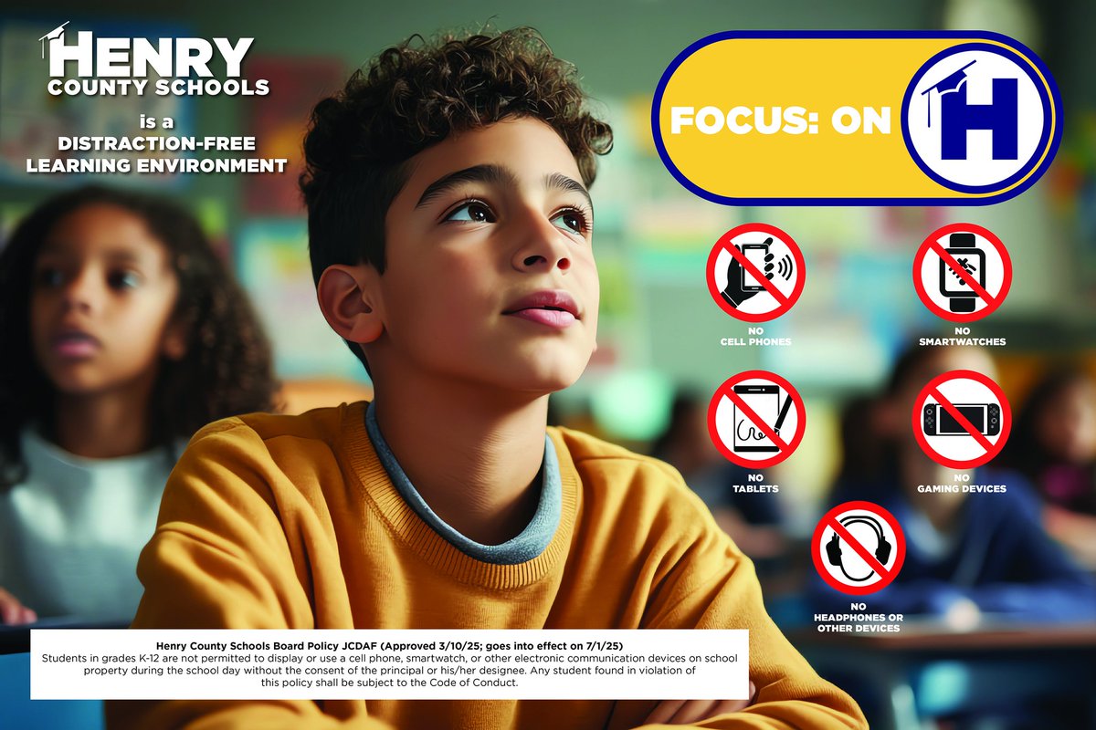 A focused classroom is a powerful place for learning. This year, McDonough High School is removing distractions so that every student has the opportunity to be exceptional. Partner with us to become a distraction-free learning environment across Henry County Schools.

#FocusONHCS