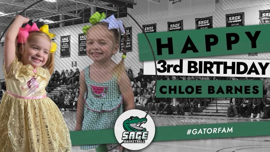 SageCoachBarnes's tweet image. Sage Nation, please join us in wishing the happiest 3rd birthday to Chloe Barnes. Enjoy your day, Chloe. Love you! @Sage_Hoops