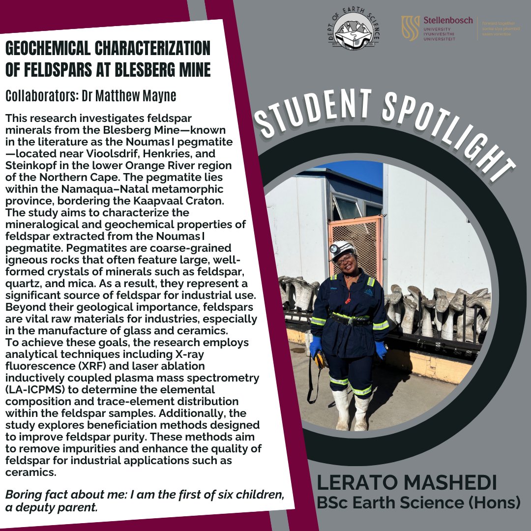 Student Spotlight! 🔦 Keep an eye open for our spotlight posts and see what our postgraduate students are up to. Check out the details of Honours Student Lerato Mashedi’s project. #geotwitter